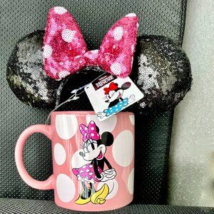 Disney Minnie Mouse Mug & Headband Set Pink Polka Dot NWT